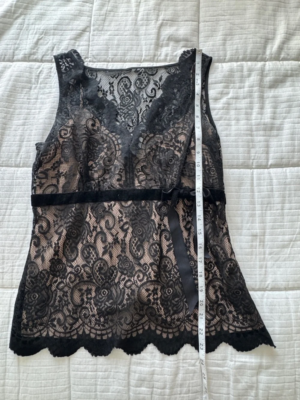 Ann Taylor Loft petites black lace blouse and skirt set, size 6P